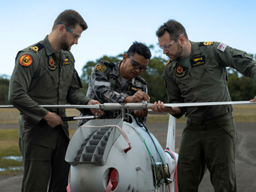 People inspecting a UAS